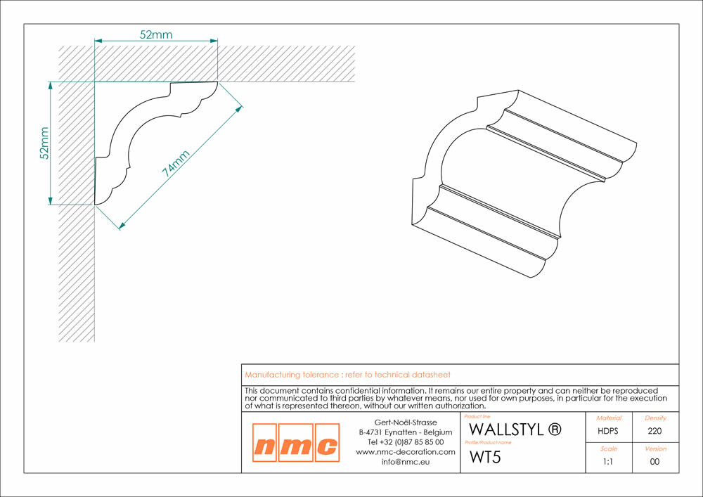 Deckenleiste NMC WT5 Noel Marquet Stuckleiste _L-x13-WT5.1M