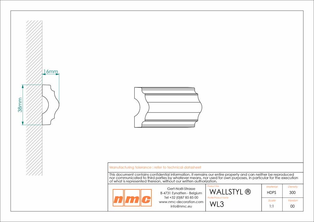 Wandleiste NMC WL3-2M Noel Marquet Stuckleiste-x13-WL3-2M.1M